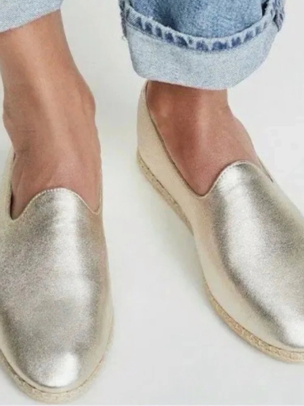 Vince Metallic Gold Slip-On Espadrilles